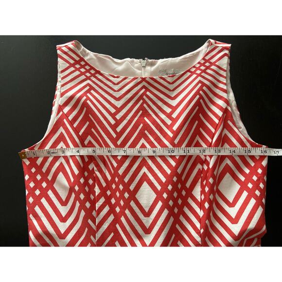 DRESSBARN Red/White Geometric Pattern Sleeveless Cotton Dress sz 6 - Picture 14 of 15